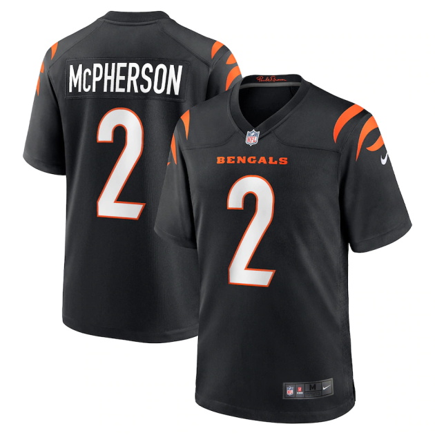 mens nike evan mcpherson black cincinnati bengals team game jersey